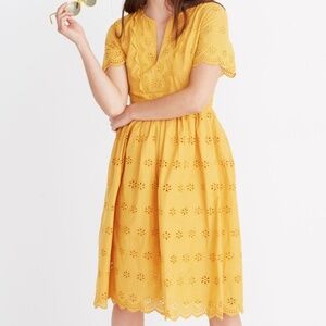 Madewell scalloped eyelette midi dress